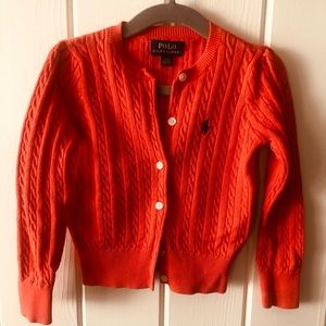 Polo Ralph Lauren Orange Sweater Cardigan- Girls 3T